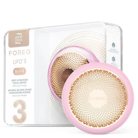 FOREO UFO 3 – LED Facial Treatment Device with T-Sonic Massage & Thermo Technology – Silicone - Pearl Pink