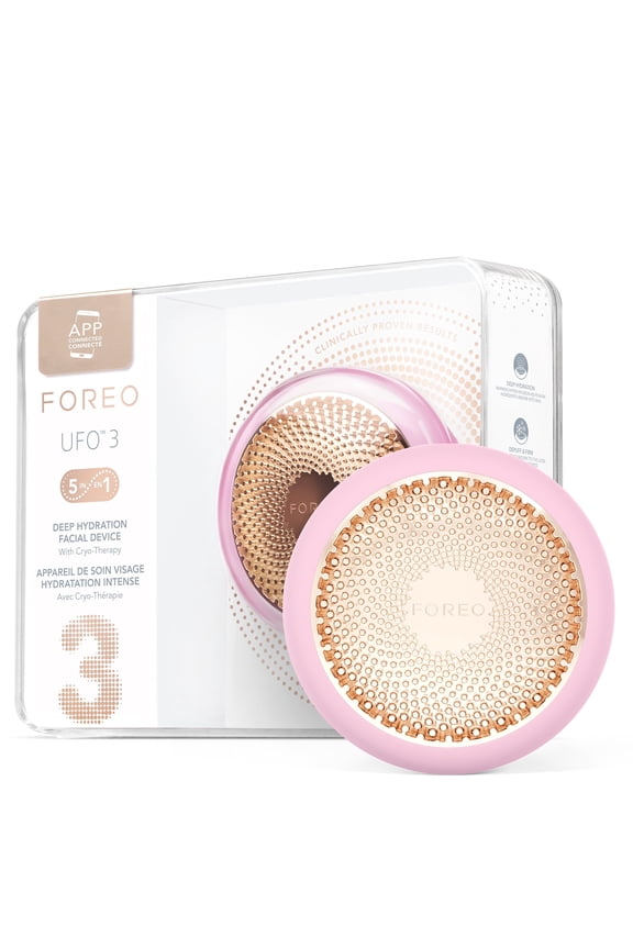 UFO 3 – LED Facial Treatment Device with T-Sonic Massage & Thermo Technology – Silicone - Pearl Pink