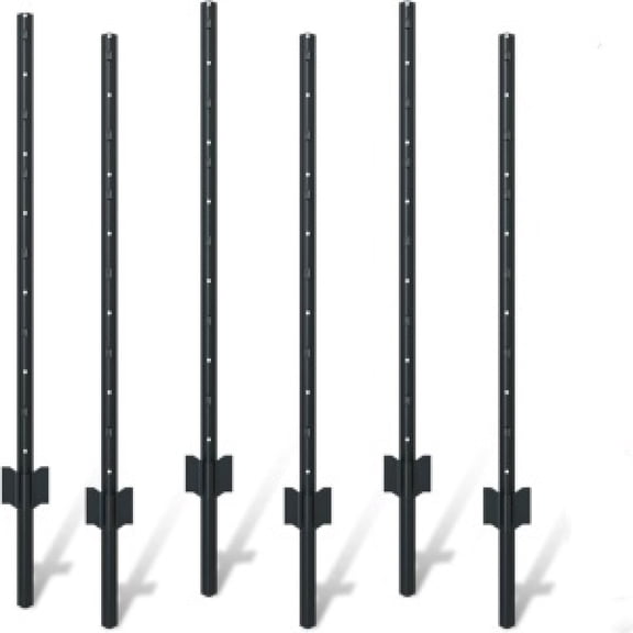 FOREOCELIV 4 ft Heavy Duty Steel U Fence Post Black 6-Pack