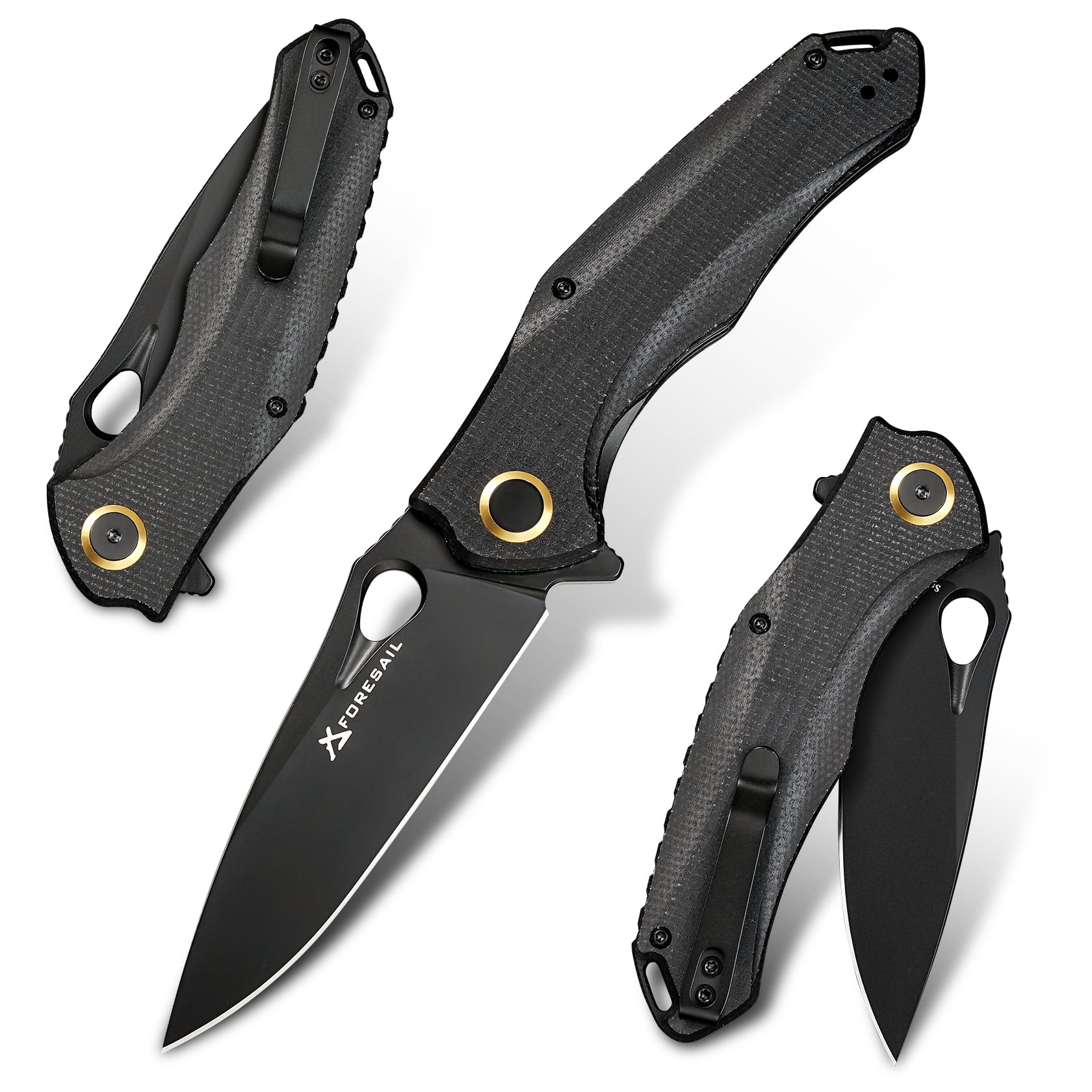 FORESAIL Praxis Pocket Folding Knife 3.62"14c28n Blade,4.8" Micarta handle.with Pocket Clip.