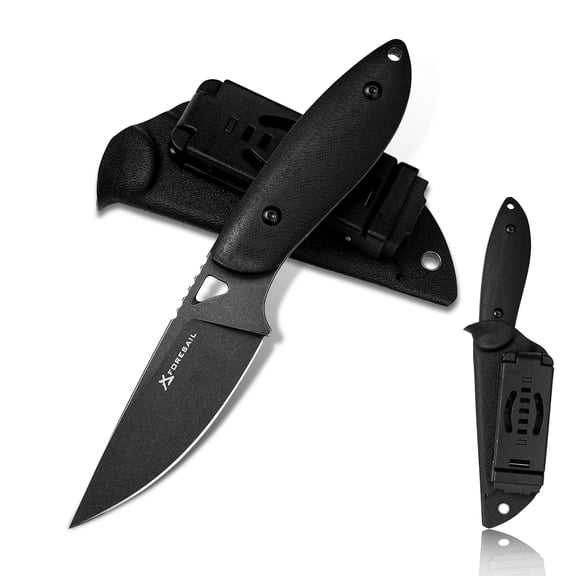 FORESAIL Small Fixed Blade Knife,3.35in DC53 Steel Blade and G10 Handle,with Sheath,Black