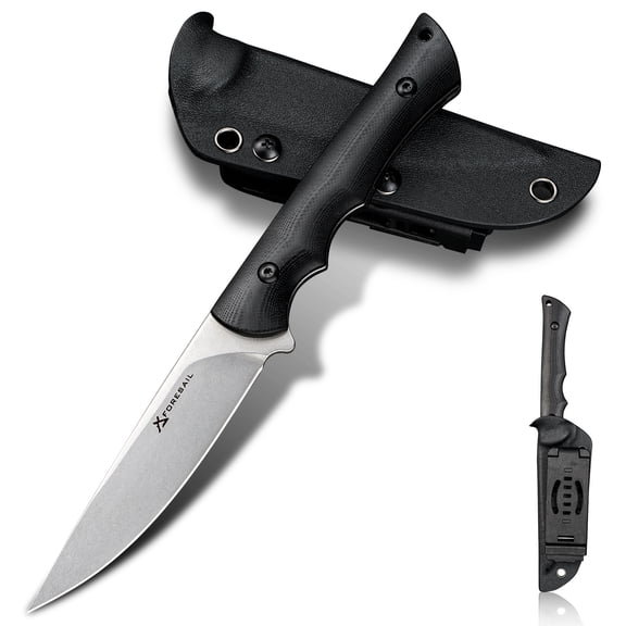 FORESAIL Small Fixed Blade Knife,3.86in DC53 Steel Blade and G10 Handle,with Sheath,Black