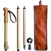 FOREST PILOT Trekking Poles- 1-pc Pack - Adjustable Hiking or Walking Stick Strong, Natural Beech Wood - Quick Adjust Flip-Lock - Beech Wood Grip, Leather Strap (Brown)