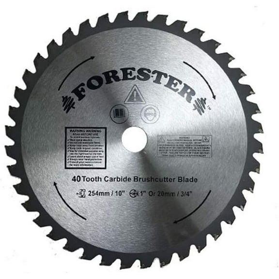 FORESTER Brush Cutter Blade - Forester 10-Inch x 40 Tooth Carbide Tip Metal Cutting Attachment Blades for Grass Hedge Trimmer Brush Cutters Weed Eater 1" Arbor with 20mm Adapter Attachments