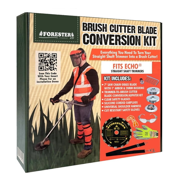 FORESTER Brush Cutter Trimmer Conversion Kit with 7 Brush Cutter Blade, Includes Safety Glasses, Earplugs, Gloves, Harness, Compatible with Echo Models SRM-225, SRM-225i, SRM-266, SRM-280, SRM-280S