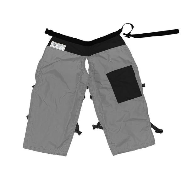 FORESTER Chainsaw Chaps - Forestry Chainsaw Safety Gear Heavy Duty Apron Style Chap Pants with Adjustable Belt and Pocket (Grey w/Black Pockets, Short 35")