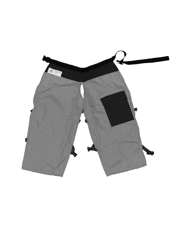 Chainsaw Chaps - Forestry Chainsaw Safety Gear Heavy Duty Apron Style Chap Pants with Adjustable Belt and Pocket (Grey w/Black Pockets, Short 35")