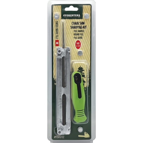 FORESTER Chainsaw File Kit - File Guide + Handle - Round 8in Chainsaw Blade Sharpener - Chain Saw Sharpener Tool 3/16" Chainsaw File, 7/32" Chainsaw File, 5/32" Chainsaw File Chainsaw Sharpening Kit