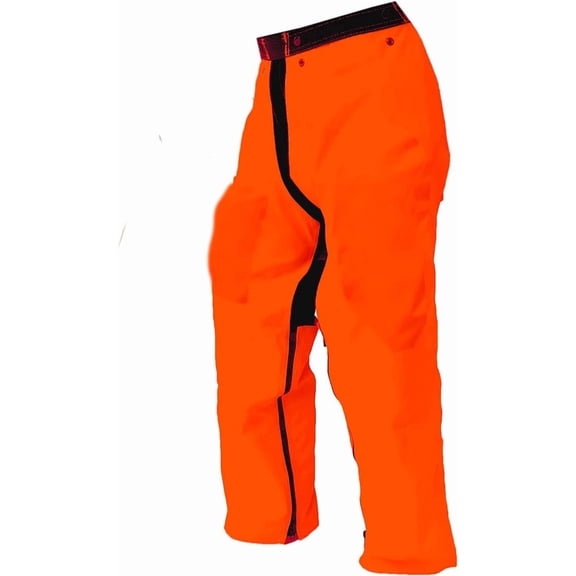 FORESTER EZ-Zip Wrap Around Chainsaw Chaps - 360 Degree Below The Knee Protection - Adjustable Belt Chain Saw Chaps for Men or Women - Full Wrap Zipper Chainsaw Pants (40in, Orange)