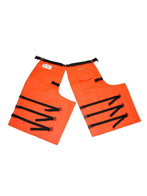 Full Wrap Around Chainsaw Chaps - 360 Degree Below The Knee Protection - Adjustable Belt Chain Saw Chaps for Men or Women - Full Wrap Chainsaw Pants (37in, Orange)