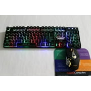 FOREV Black Desktop FV-380 Keyboard & Mouse, Rainbow Backlight Gaming Keyboard