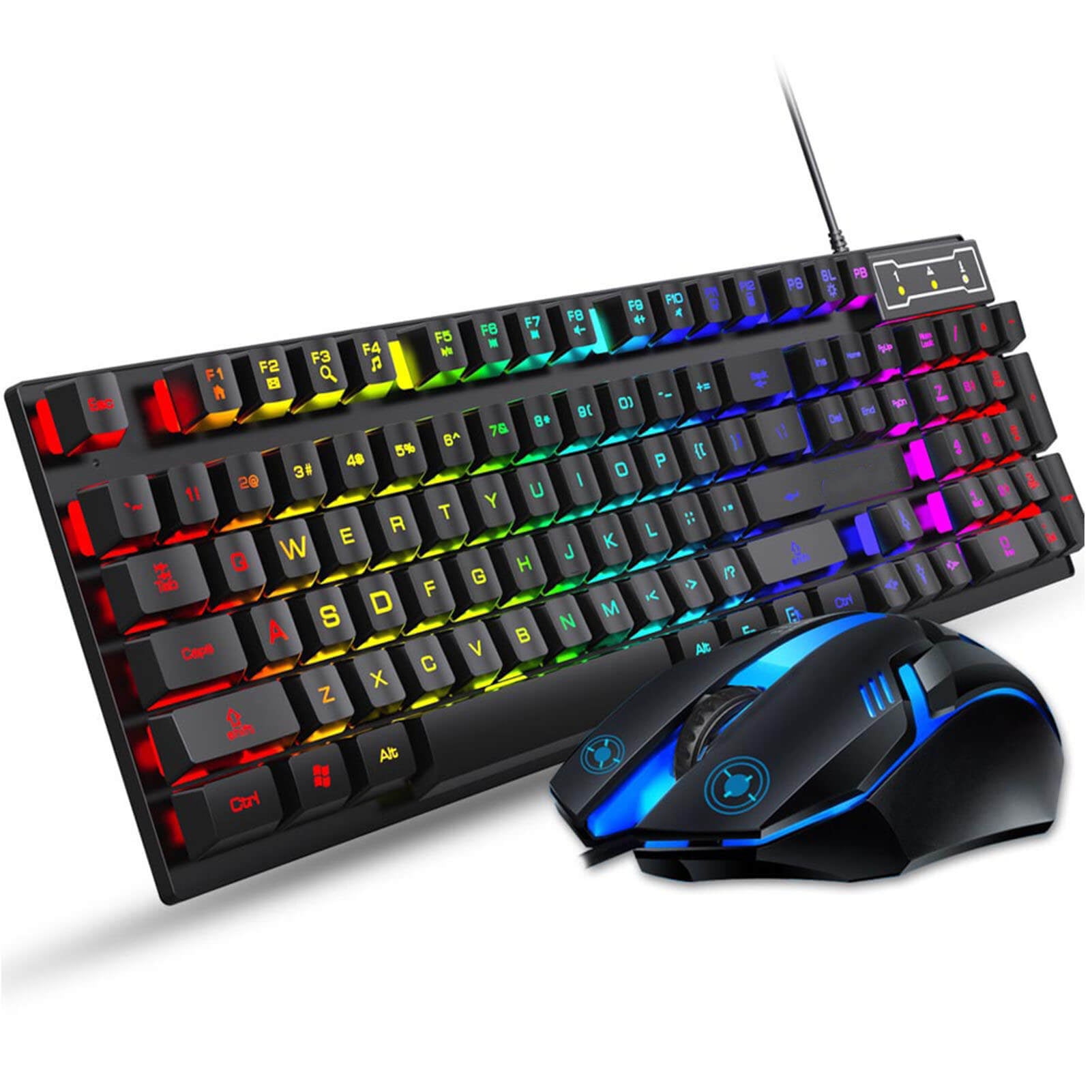 FOREV Keyboard and Mouse Set Combo, Wired RGB Backlit Computer Keyboard  with USB RGB Gaming Mouse Design for Windows PC Laptop Desktop