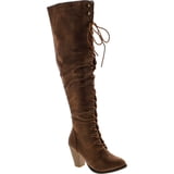 High Riding Patelal FOREVER CAMILA-48 Womens Chunky Heel Lace Up Over The Knee High Riding ...
