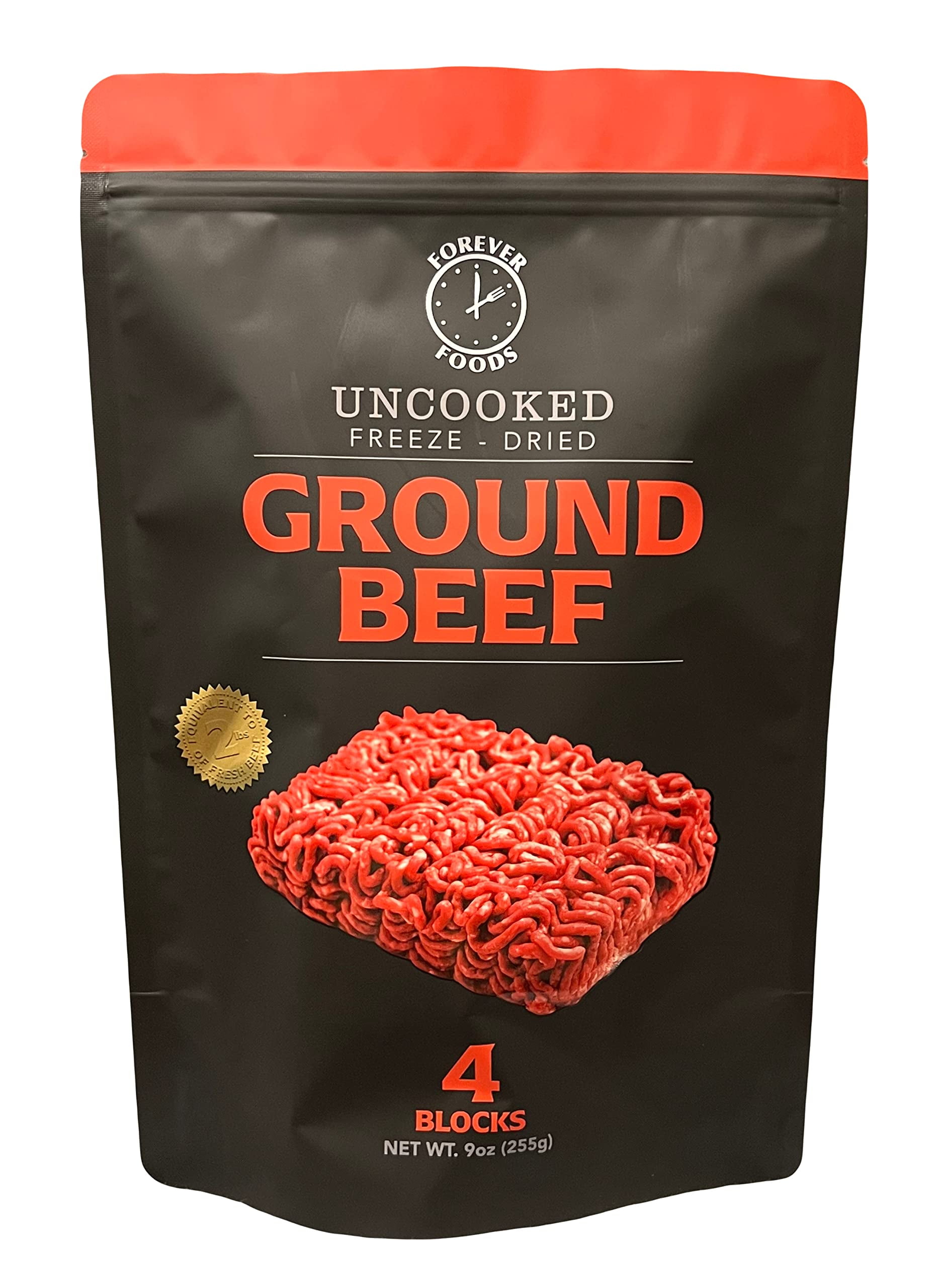 FOREVER FOODS Uncooked AJH3Freeze-Dried Ground Beef | Family Pack | Equivalent to 2 lbs.