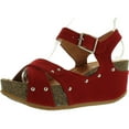thumbnail image 1 of FOREVER FREYA-23 Womens Cork Look Platform Ankle Strap Low Wedge Sandals, 1 of 4