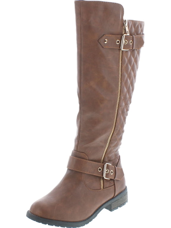 FOREVER MANGO-21 Women's Winkle Back Shaft Side Zip Knee High Flat Riding Boots
