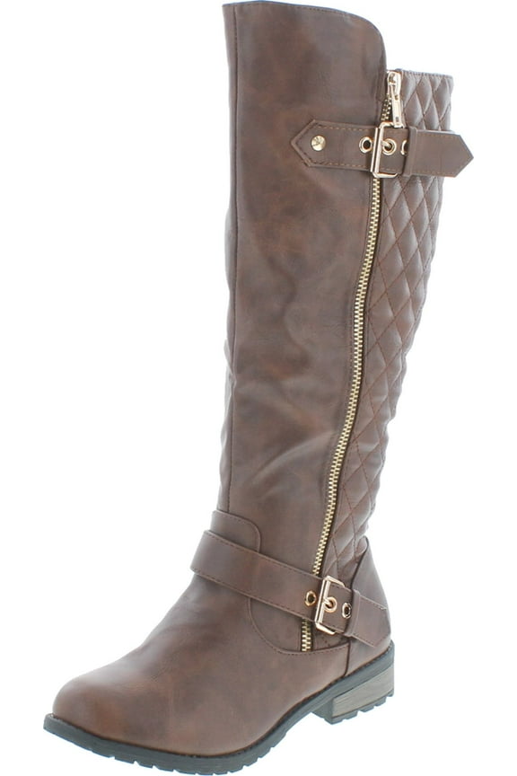 FOREVER MANGO-21 Women's Winkle Back Shaft Side Zip Knee High Flat Riding Boots