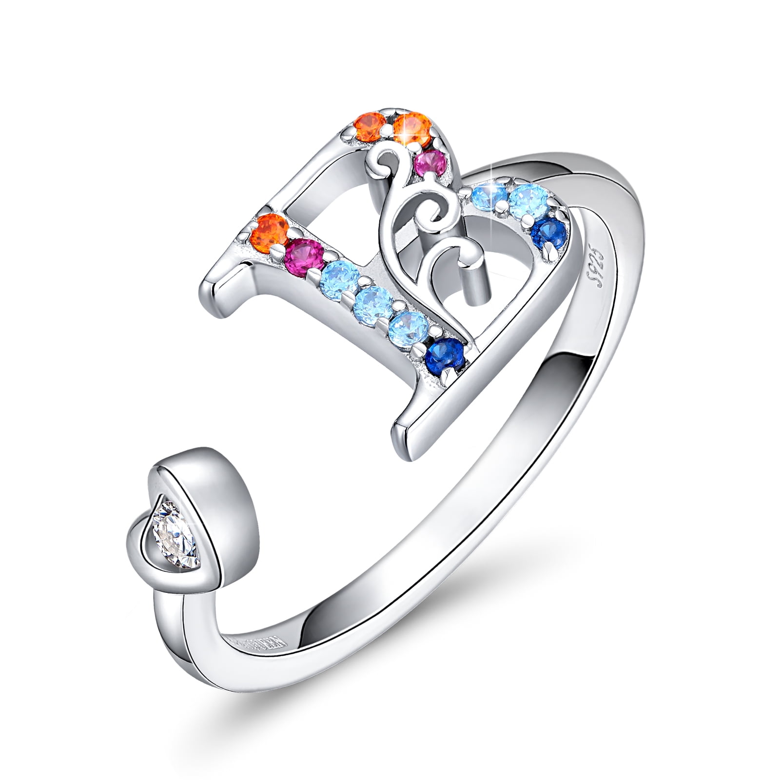 FOREVER QUEEN Adjustable Initial Letter Ring For Women 925 Sterling forever-queen-adjustable-initial-letter-ring-for-women-925-sterling