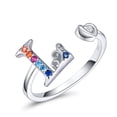 thumbnail image 1 of FOREVER QUEEN Adjustable Initial Letter Ring for Women 925 Sterling Silver Stackable Alphabet Rings, 1 of 5