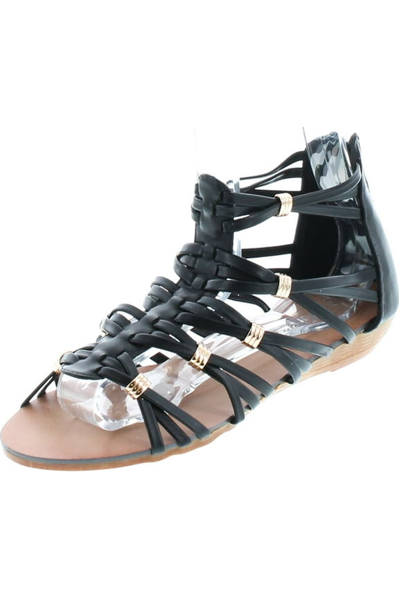 FOREVER REBEL-15 Womens Back Zip Strappy Gladiator Wedge Sandals