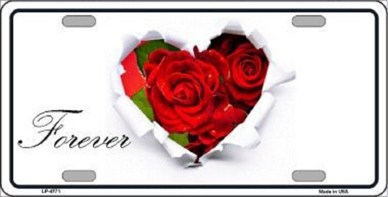 FOREVER RED ROSES METAL NOVELTY LICENSE PLATE TAG - Aluminum ( 12 inch ...