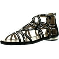 thumbnail image 1 of FOREVER TORY-63 Womens Cut Out Back Zip Flat Sandals, Black, 6.5, 1 of 4