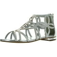 thumbnail image 1 of FOREVER TORY-63 Womens Cut Out Back Zip Flat Sandals, Silver, 8, 1 of 4