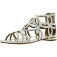 thumbnail image 1 of FOREVER TORY-63 Womens Cut Out Back Zip Flat Sandals, White, 7.5, 1 of 4