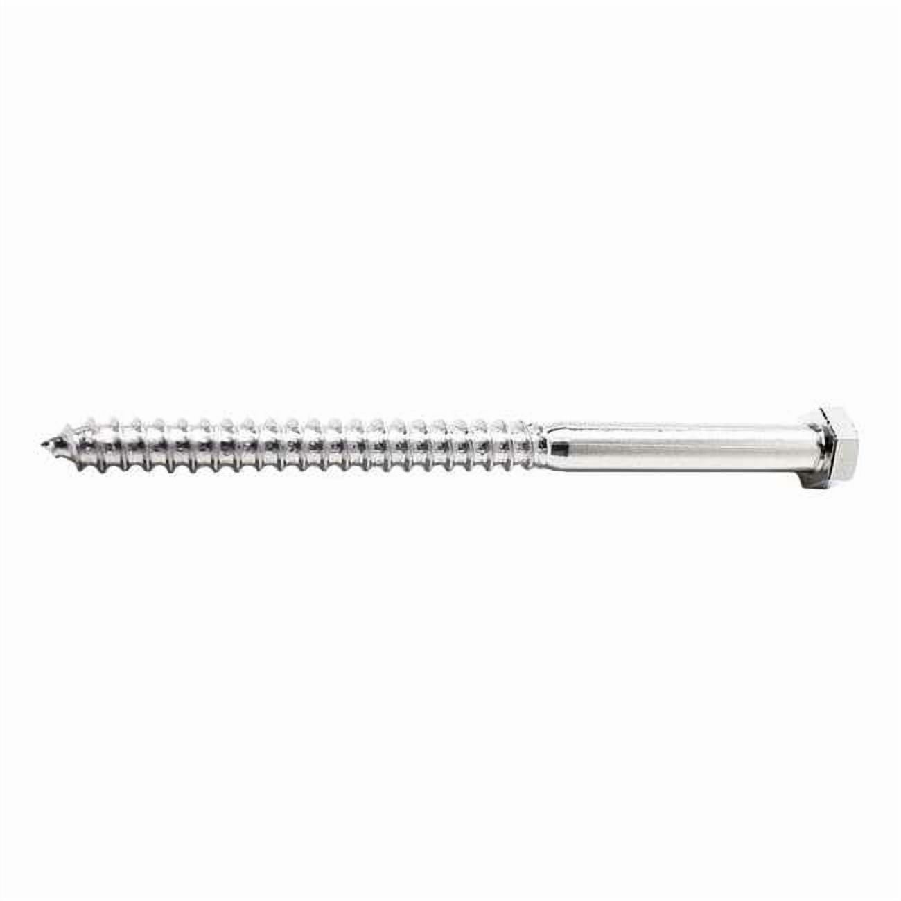 Lag Screw, 3/8 in, 2 in, 18-8 Stainless Steel, NL-19(SM) Hex External Hex Drive, 10 PK