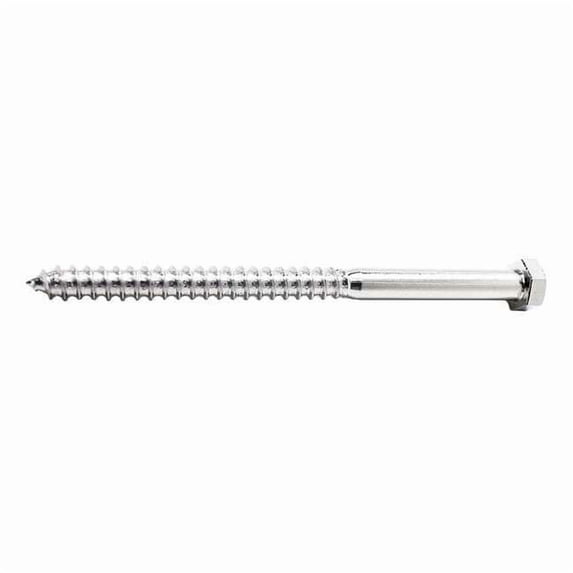 Lag Screw, 3/8 in, 2 in, 18-8 Stainless Steel, NL-19(SM) Hex External Hex Drive, 10 PK
