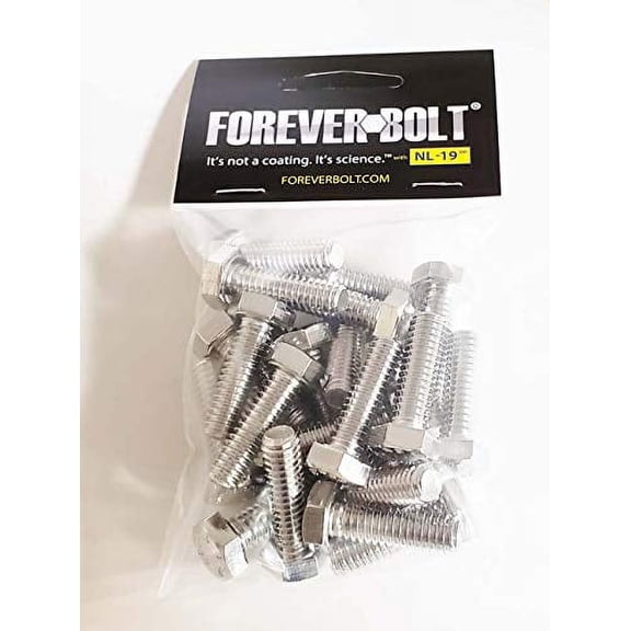 FOREVERBOLT FBMHEXB101520P10 Hex Head Cap Screw M10-1.50 X 20mm Long, 18-8 Stainless Steel, NL-19 Finish, PK, 10