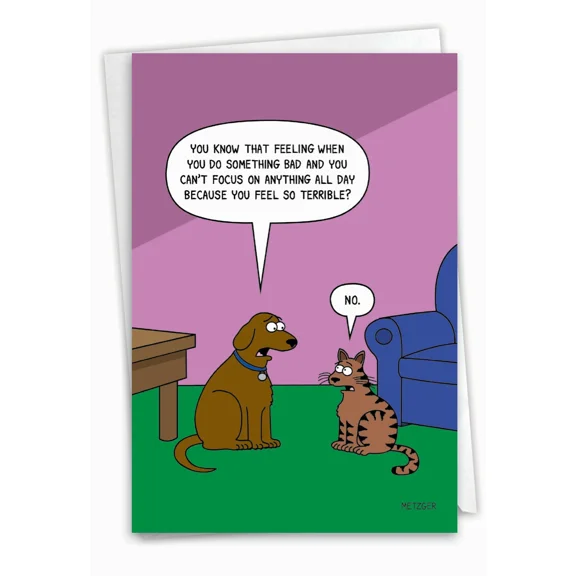 FORGE- 1 Funny Birthday Card With Envelope - Dog Guilt C6390Bdg