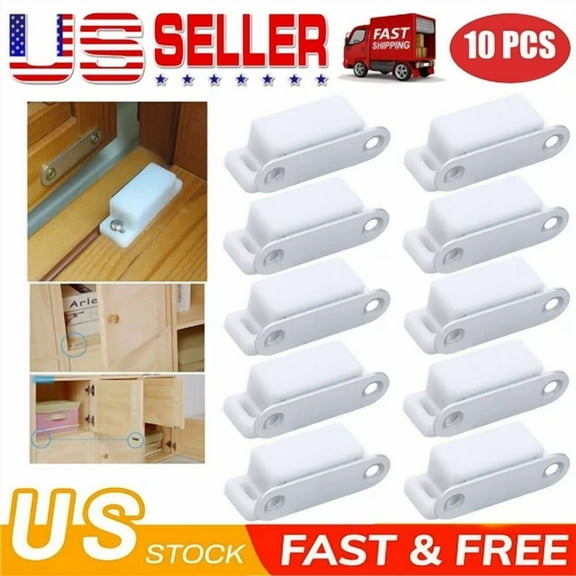 FORGE- 10 Pack Magnetic Cabinet Drawer Door Latch/Catch Closures Kitchen Cupboard White