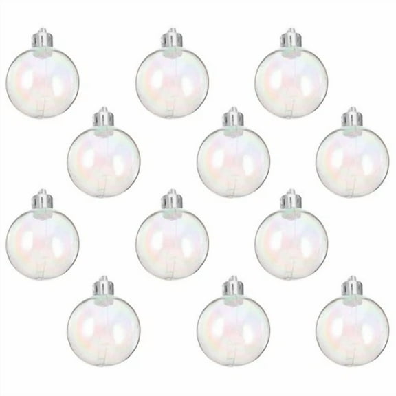 FORGE- 12 Pcs Holiday Ornaments Fillable Pearl Bubble Ball Christmas Decoration