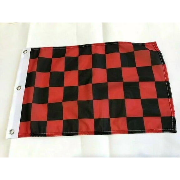FORGE- 12''X18'' Black And Red Checkered Super Polyester Boat Flag Banner Grommets 2