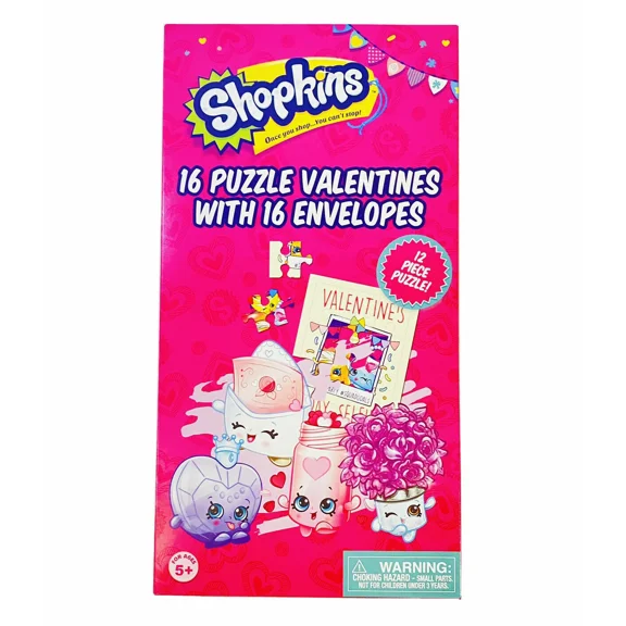 FORGE- 16 Shopkins Valentine'S Day Classroom School Exchange Cards W/ 12 Pc Puzzles