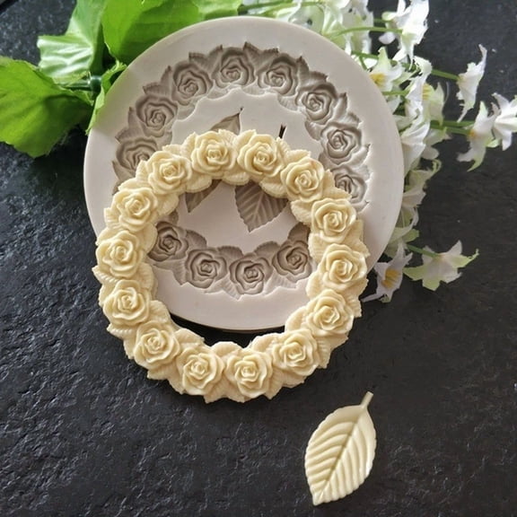 FORGE- 1Pc Rosette Leaves Silicone Mold Cake Diy Chocolate Mold Sugar Baking .82_W