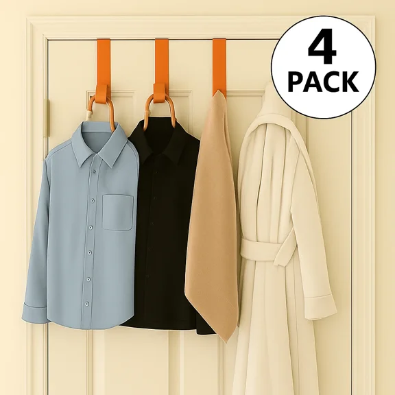 FORGE- 4 Pack Plastic Over The Door Hangers Bath Bedroom Closet Orange