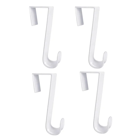 FORGE- 4-Pack White Plastic Over The Door Hooks 4.5 In. For Hanging Clothes & Towels