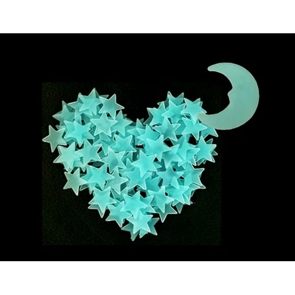 FORGE- Blue 200 Glow In The Dark Plastic Stars Blue Moon Kids Home Wall Stickers Decals