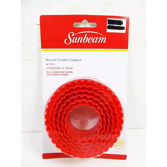 FORGE- Cookie Cutters Biscuit Cutter Set Of 6 Dual Sided Fluted And Smooth Edges Dough