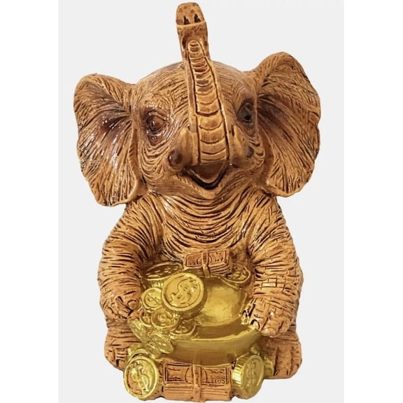 FORGE- Feng Shui Wealth Lucky Trunk Up Elephant Statues Figurine Home Decor