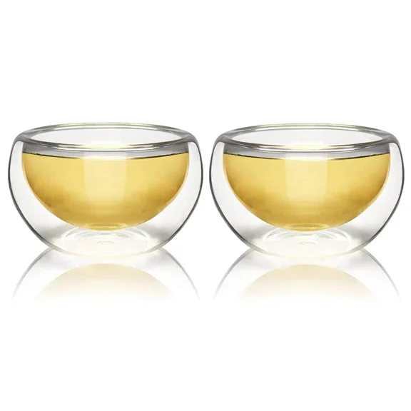 FORGE- New! Set Of 2 Teaology Luna Borosilicate Glass Tea/Espresso Cup - Heat Resistant