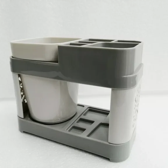 FORGE- Preasion Toothbrush Toothpaste Stand Holder With Cups Bathroom Storage