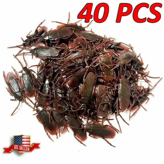 FORGE- Realistic Fake Cockroaches Prank Toys 40Pcs Creepy Creature Bugs Gag Party Joke