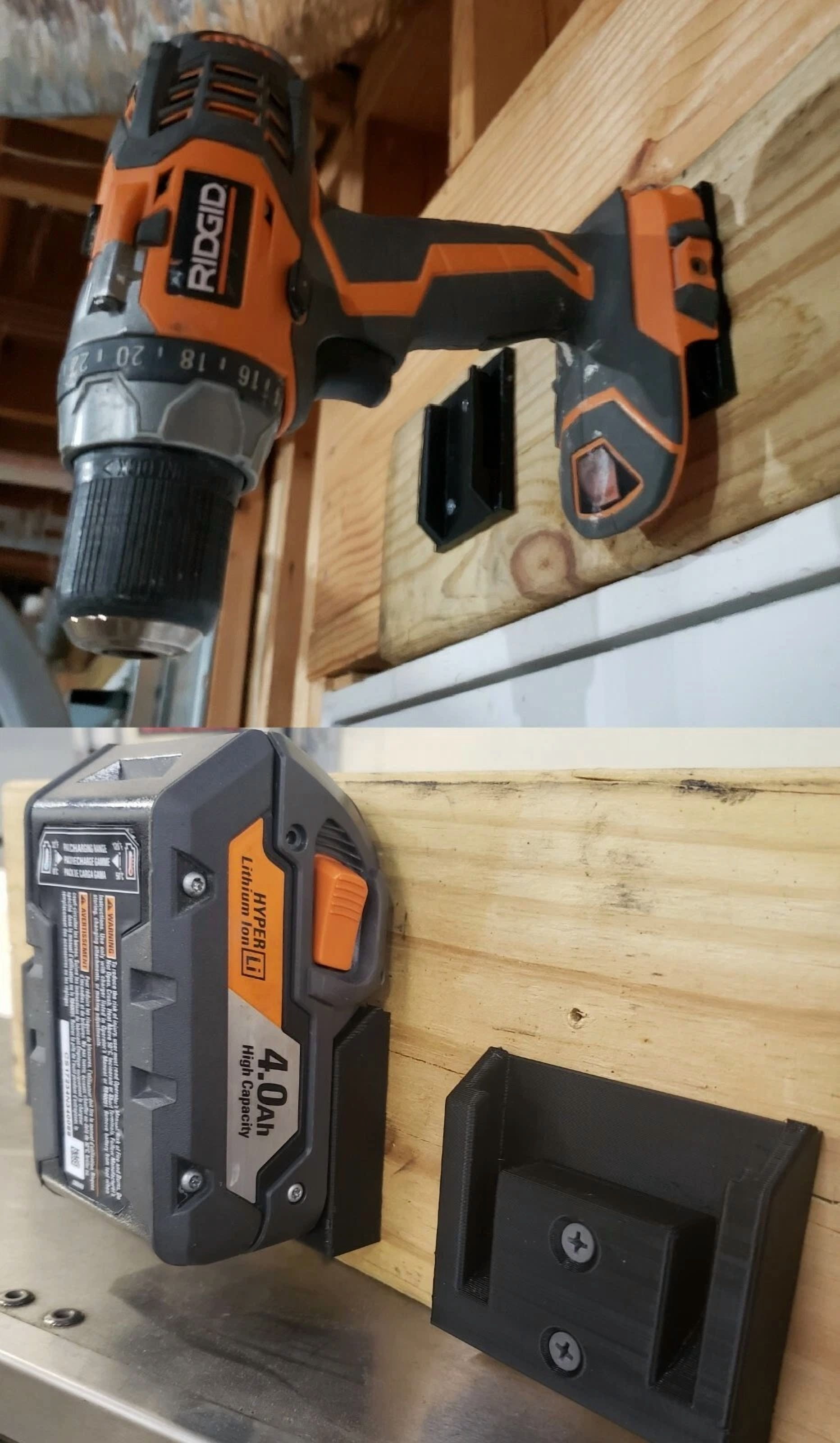 FORGE- Ridgid 18V Wall/Under Shelf Battery & Tool Holder Mount Combo