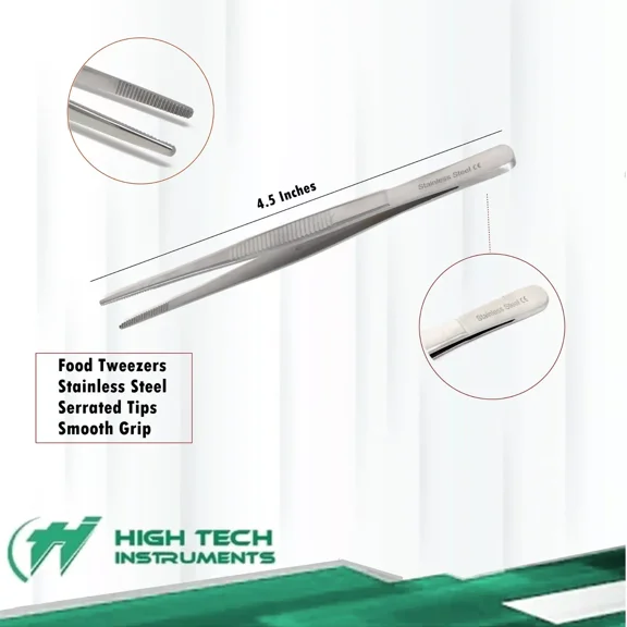 FORGE- Stainless Steel Tweezer Cooking Food Tongs Bbq Kitchen Chef Diy Tool 4.5"