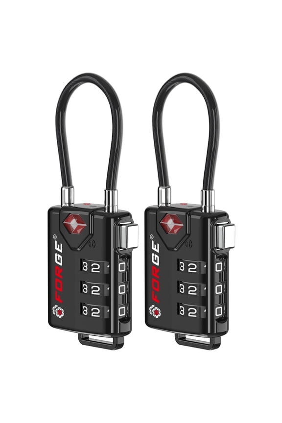 TSA Locks for Luggage, TSA Approved, Black 2 Pack, Alloy Body with Lifetime Warranty.