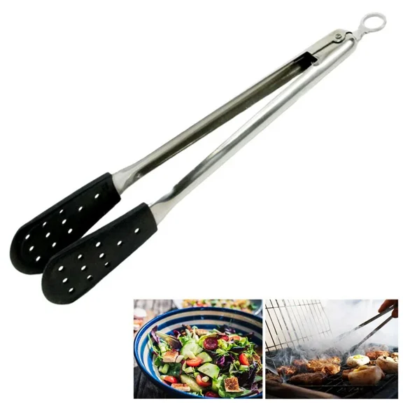 FORGE- Tong 12" Stainless Steel Cooking Locking Bbq Grill Salad Kitchen Tool Silicone