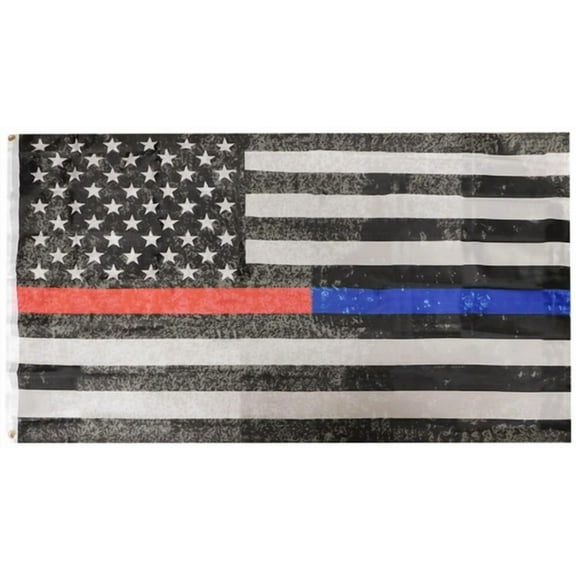 FORGE- Usa Thin Red & Blue Line 3X5Ft Flag - Grommets - Police - Fire - Distressed 100D